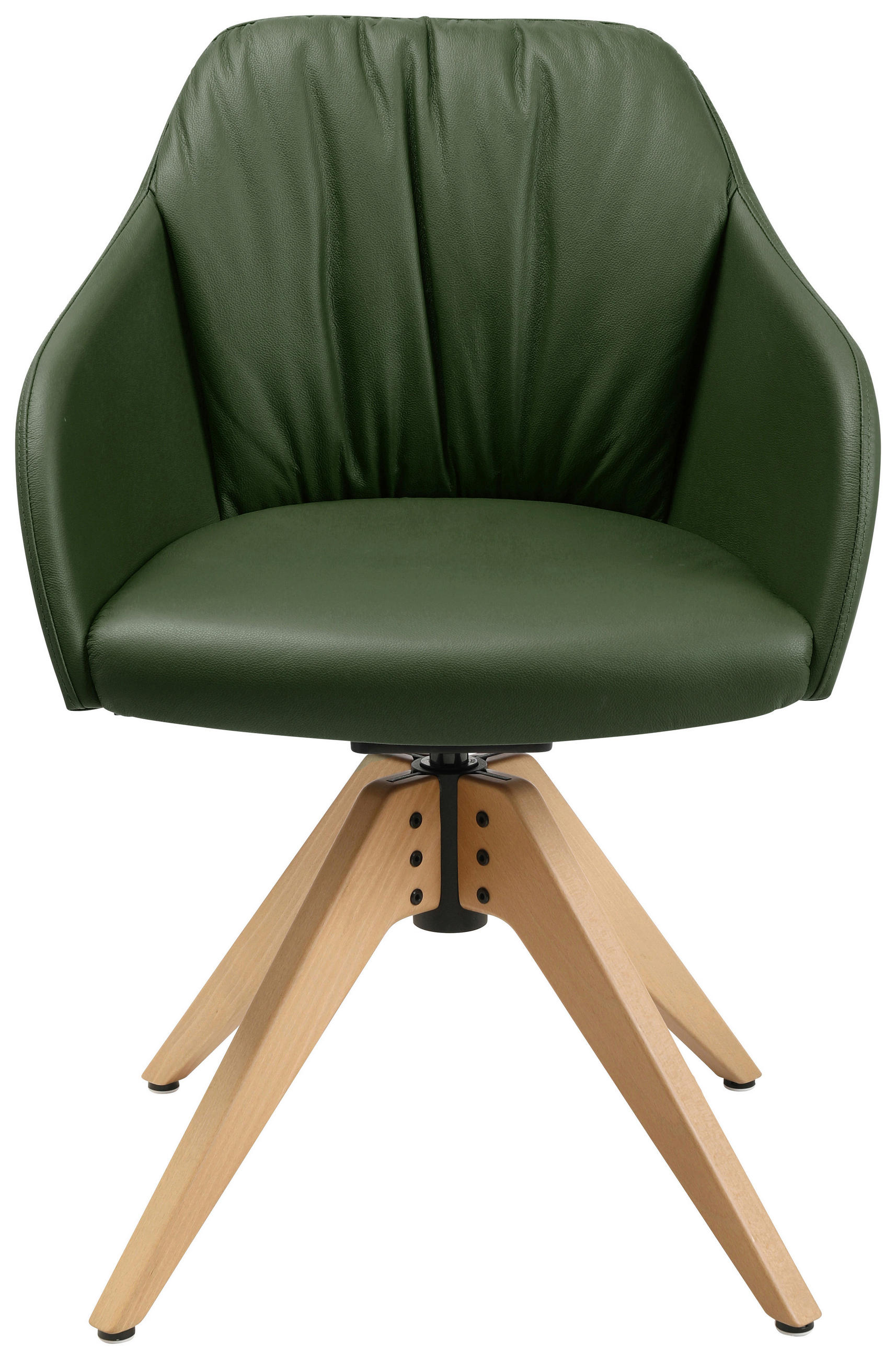 ARMLEHNSTUHL in Echtleder pigmentiert - Eichefarben/Grün, Design, Leder/Holz (58/82,5-85,2/60cm) - Johann Jakob