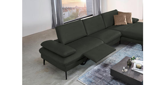 ECKSOFA in Echtleder Dunkelgrün 325/157 cm - Dunkelgrün/Schwarz, Design, Leder/Metall (325/157cm) - Dieter Knoll