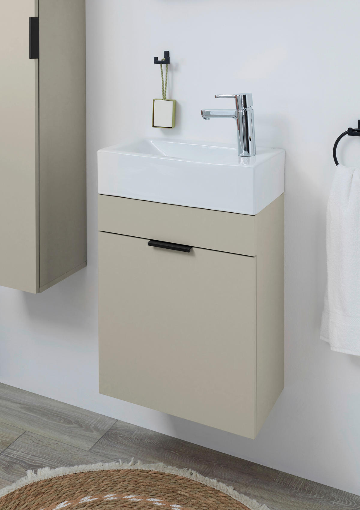 TVÄTTSTÄLL MED KOMMOD 45 cm  - vit/svart, Klassisk, metall/trämaterial (45cm) - home24