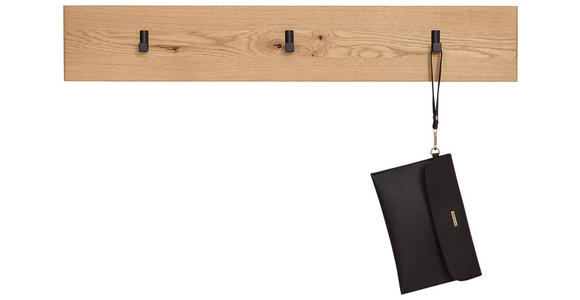 GARDEROBENLEISTE  in Eiche vollmassiv, Hartholz Graphitfarben, Wildeiche  - Wildeiche/Graphitfarben, Natur, Holz/Metall (90/15/4cm) - Linea Natura