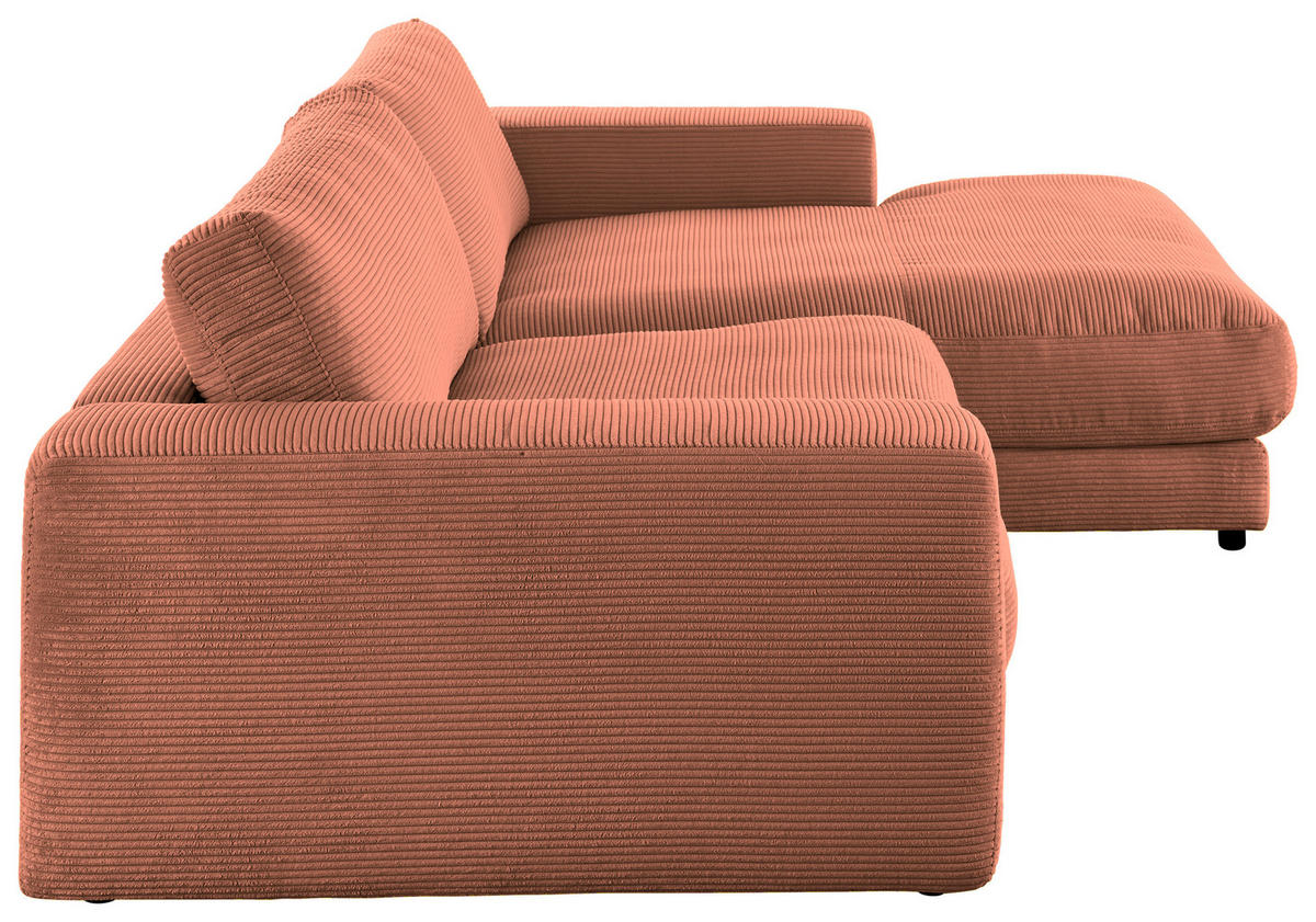 ECKSOFA in Cord Rostfarben  270/190 cm  - Rostfarben/Schwarz, Design, Kunststoff/Textil (270/190cm) - Lomoco