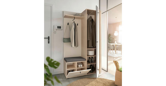 GARDEROBE 5-teilig in 114/197/40 cm - Kaschmir/Eichefarben, Design, Glas/Holzwerkstoff (114/197/40cm) - Xora