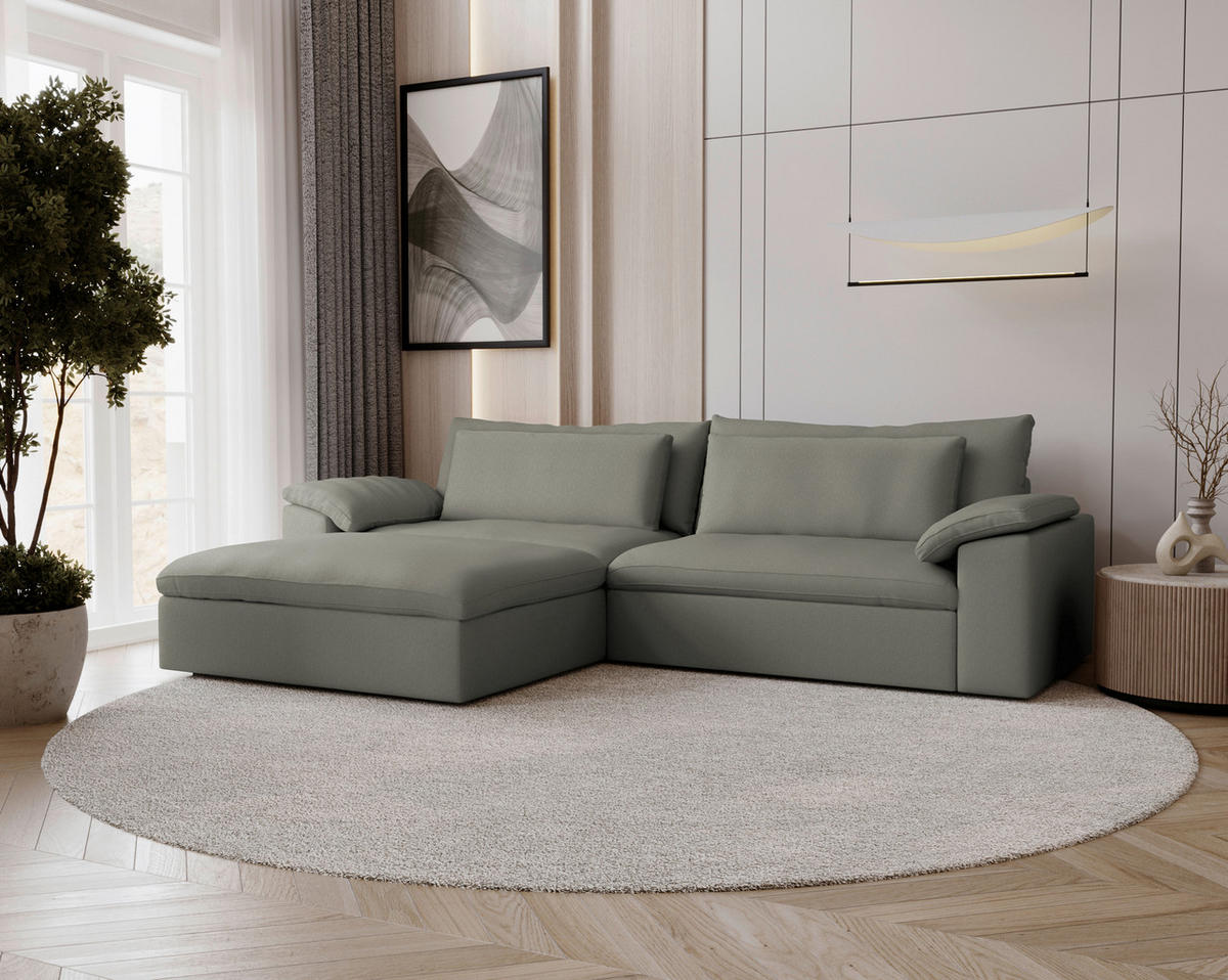ECKSOFA  Chenille Graubraun  - Graubraun/Schwarz, Modern, Kunststoff/Textil (198/306cm) - Carryhome