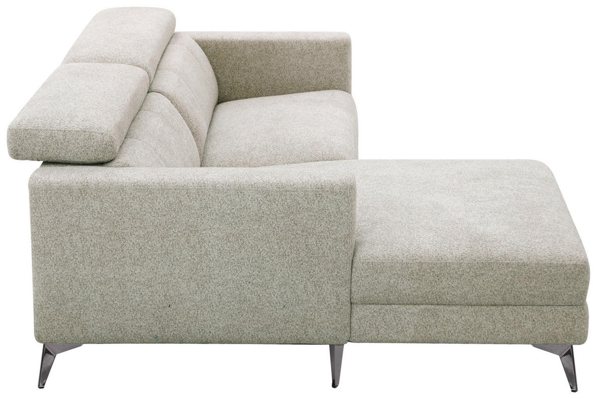ECKSOFA Beigebraun Chenille  - Chromfarben/Beigebraun, Design, Textil/Metall (173/218cm) - Carryhome