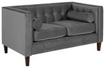 ZWEISITZER-SOFA Velours Anthrazit  - Anthrazit/Nussbaumfarben, Design, Holz/Textil (154/80/85cm) - Max Winzer