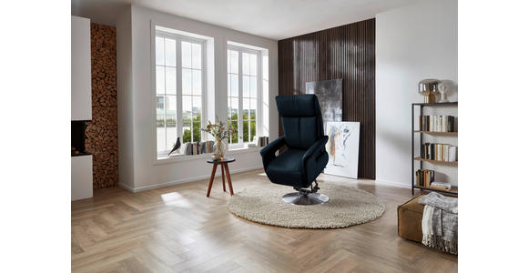RELAXSESSEL in Leder Dunkelblau - Edelstahlfarben/Dunkelblau, Design, Leder/Metall (78/112/85cm) - Cantus
