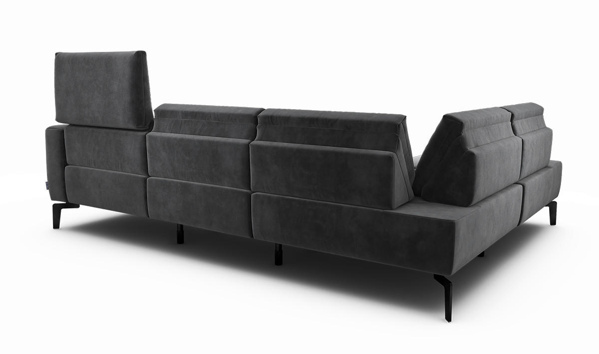 ECKSOFA Cosy Anthrazit Samt  - Anthrazit/Schwarz, Design, Textil/Metall (193/256cm) - SENSOO