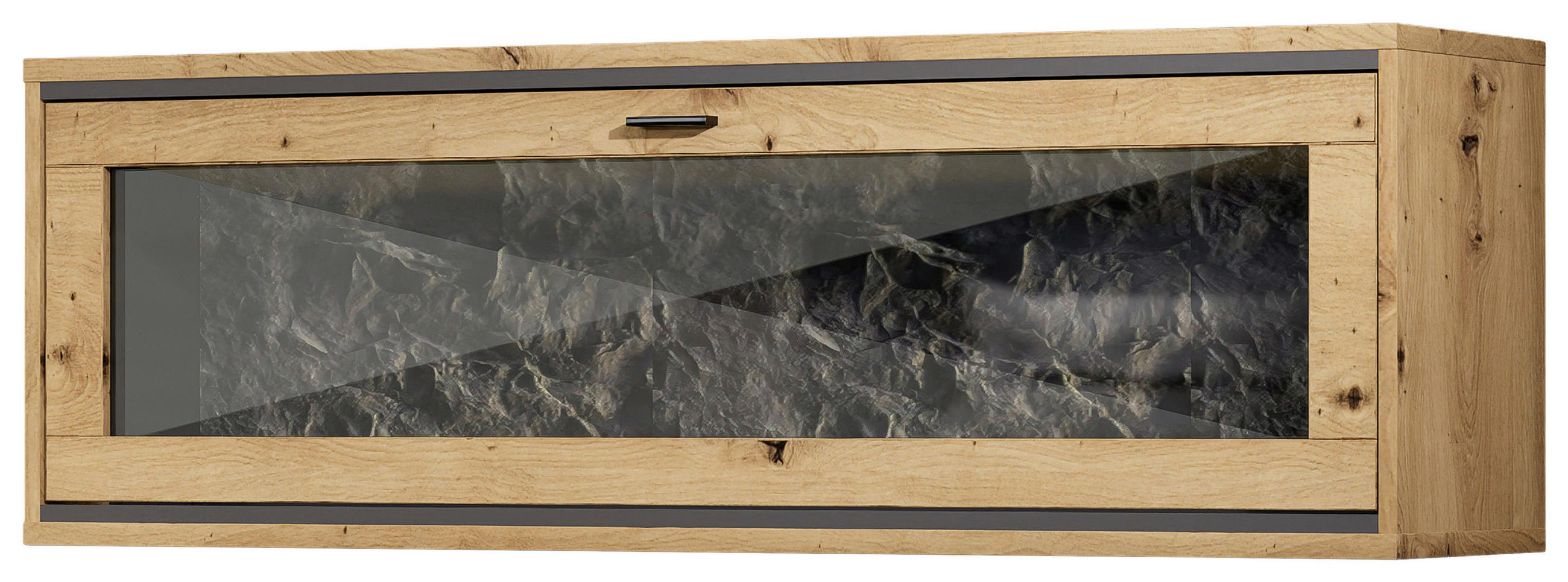 HÄNGEVITRINE in Graphitfarben, Eiche Artisan   - Schwarz/Graphitfarben, Design, Glas/Holzwerkstoff (130/45/40cm) - Cantus