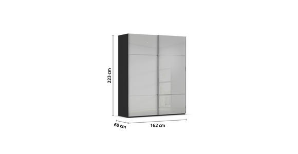 SCHWEBETÜRENSCHRANK 162/223/68 cm 2-türig Grau, Schwarz - Chromfarben/Schwarz, KONVENTIONELL, Glas/Holzwerkstoff (162/223/68cm) - Novel