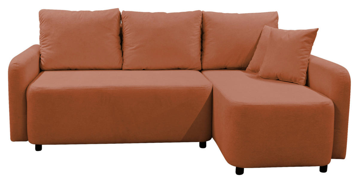 ECKSOFA STERN Hellrot Bouclé Zierkissen, Rückenkissen, Bettkasten  - Hellrot/Schwarz, Design, Kunststoff/Textil (207/152cm) - MID.YOU