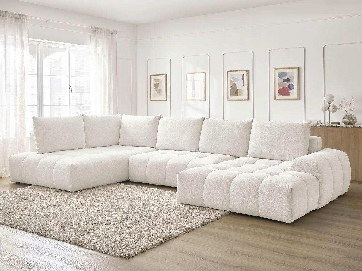 ECKSCHLAFSOFA EVEREST  mit Rücken echt, Armteil links, Armteil rechts Flachgewebe Weiß  - Schwarz/Weiß, MODERN, Kunststoff/Textil (212/423/198cm)