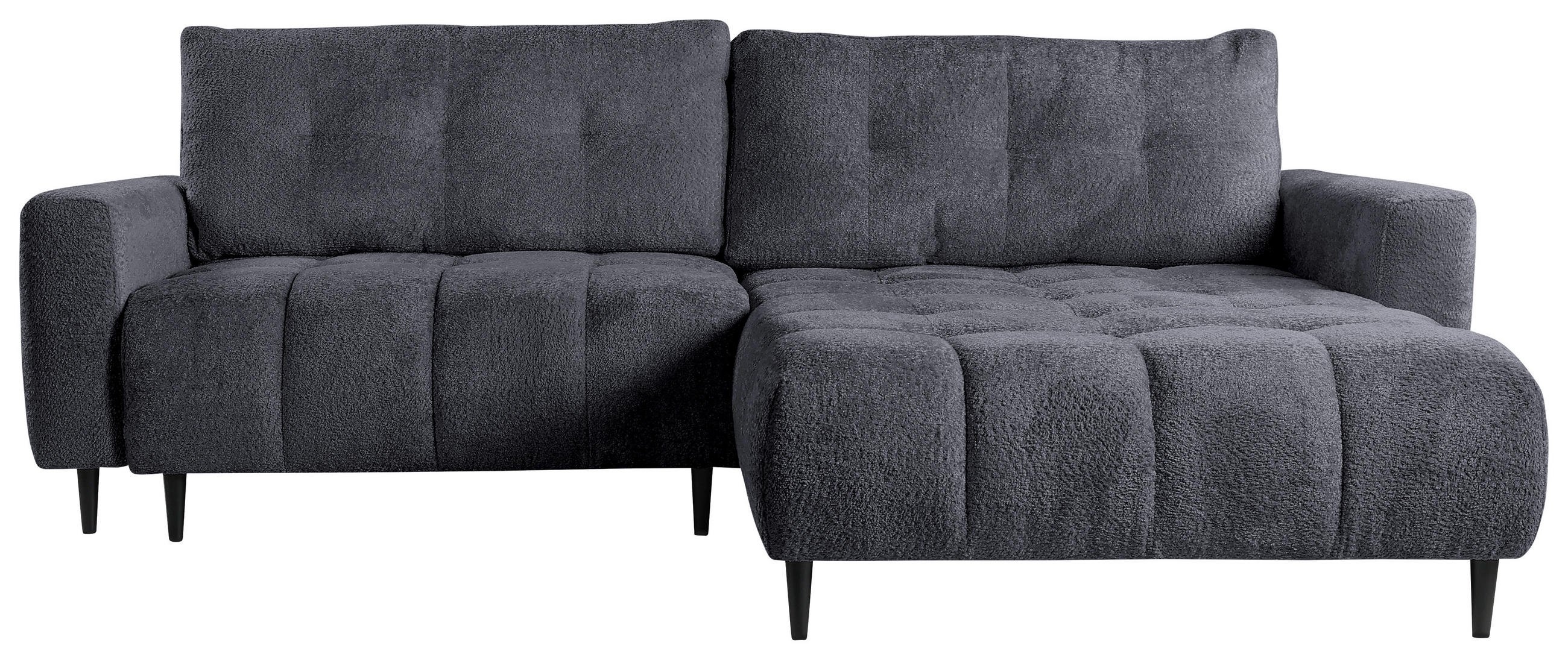 ECKSOFA in Chenille Graphitfarben  - Schwarz/Graphitfarben, Konventionell, Holz/Textil (266/180cm) - MID.YOU