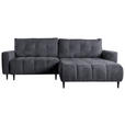 ECKSOFA Graphitfarben Chenille  inkl. Rückenkissen, Bettkasten, Schlaffunktion, Rücken echt, Liegefläche im Originalstoff  - Schwarz/Graphitfarben, KONVENTIONELL, Holz/Textil (266/180cm) - Carryhome
