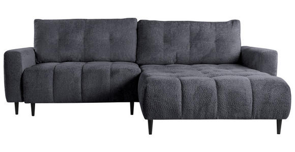 ECKSOFA Graphitfarben Chenille  inkl. Rückenkissen, Bettkasten, Schlaffunktion, Rücken echt, Liegefläche im Originalstoff  - Schwarz/Graphitfarben, KONVENTIONELL, Holz/Textil (266/180cm) - Carryhome