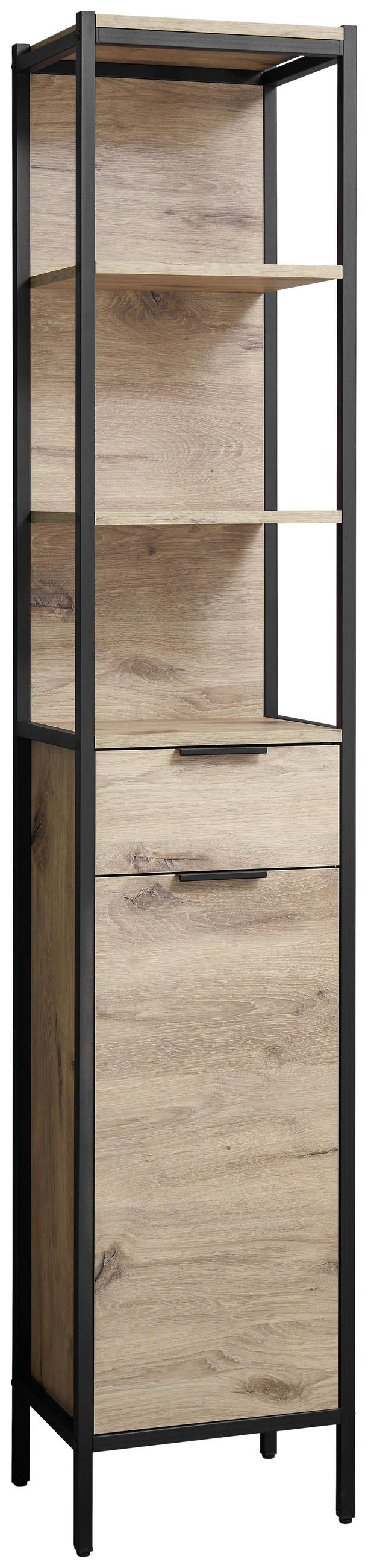 HOCHSCHRANK 38/195/30 cm  - Eichefarben/Schwarz, KONVENTIONELL, Holzwerkstoff/Kunststoff (38/195/30cm) - home24