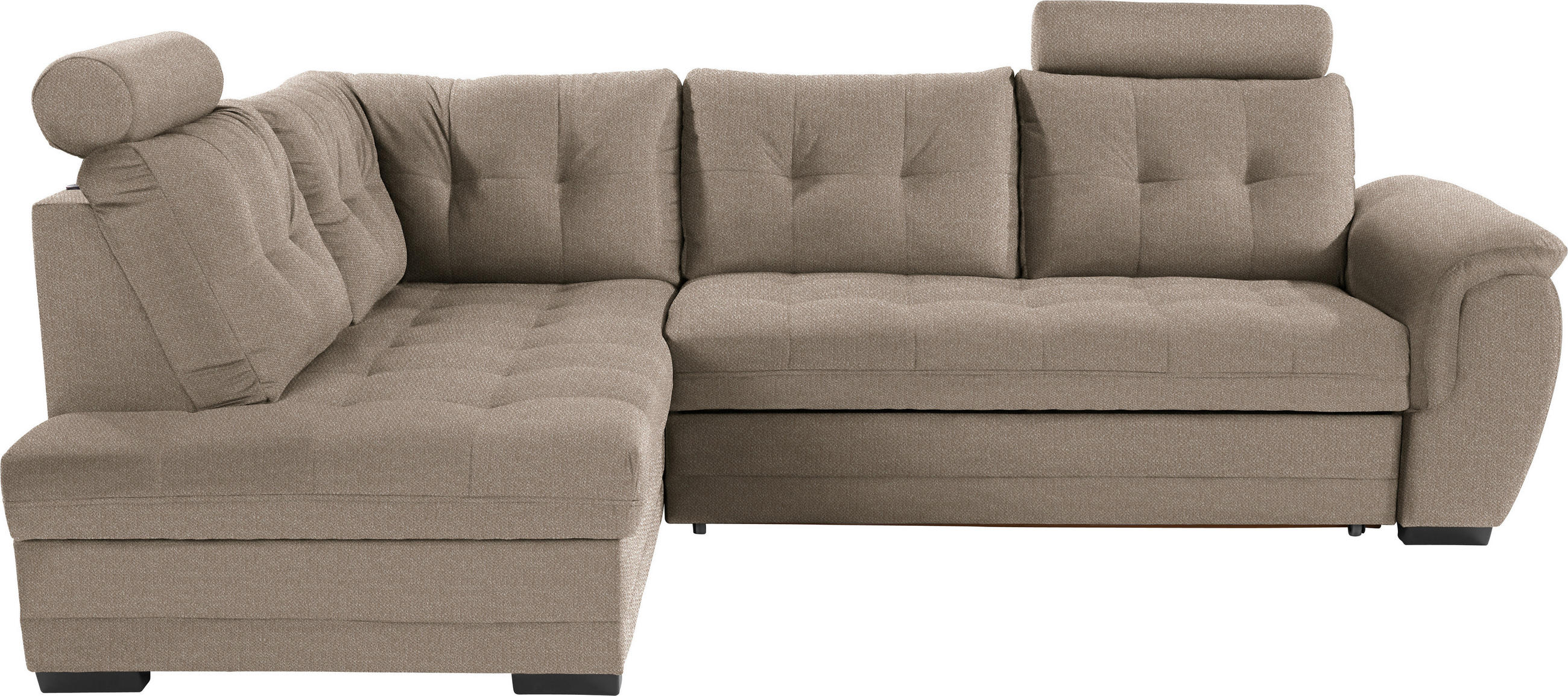 HÖRNSOFFA i vävt tyg beige  - beige/mörkbrun, Klassisk, textil/plast (183/251cm) - Livetastic