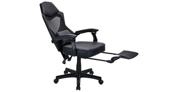 GAMINGSTUHL  in Lederlook, Netzbespannung Schwarz  - Schwarz, MODERN, Kunststoff/Textil (59/107-117/58cm) - Carryhome