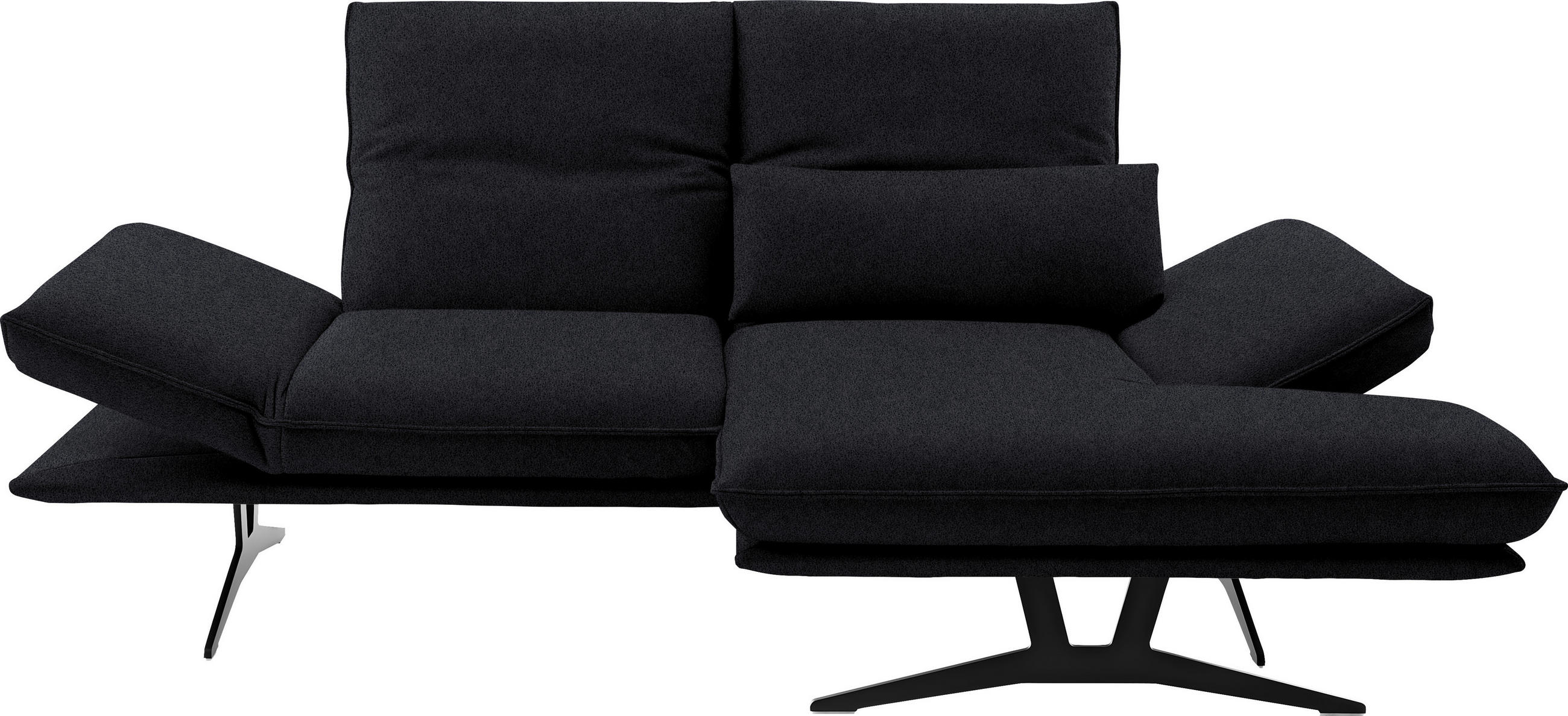 ECKSOFA in Echtleder Schwarz  - Schwarz, Design, Leder/Metall (210/130cm) - Dieter Knoll