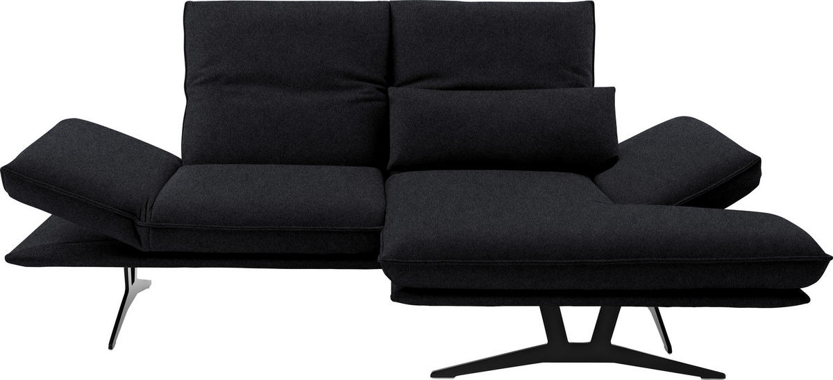 ECKSOFA in Echtleder Schwarz  - Schwarz, Design, Leder/Metall (210/130cm) - Dieter Knoll