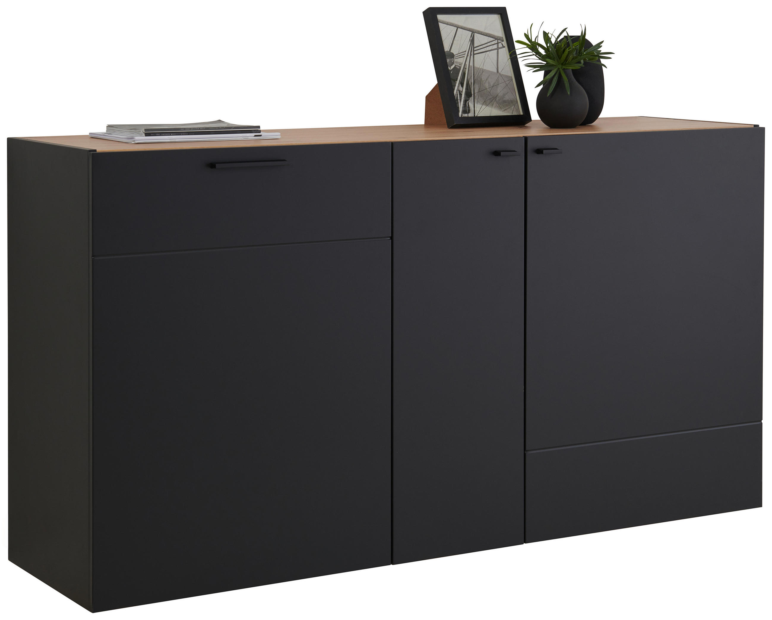 HÄNGESCHUHSCHRANK Schwarz, Eiche Artisan - Schwarz/Eiche Artisan, MODERN, Holzwerkstoff/Metall (150,8/80/41,5cm) - Xora