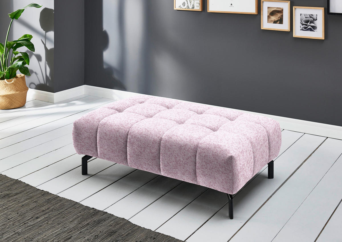 ECKSOFA in Chenille Rosa  - Schwarz/Rosa, Design, Textil/Metall (190/329cm) - Beldomo Style