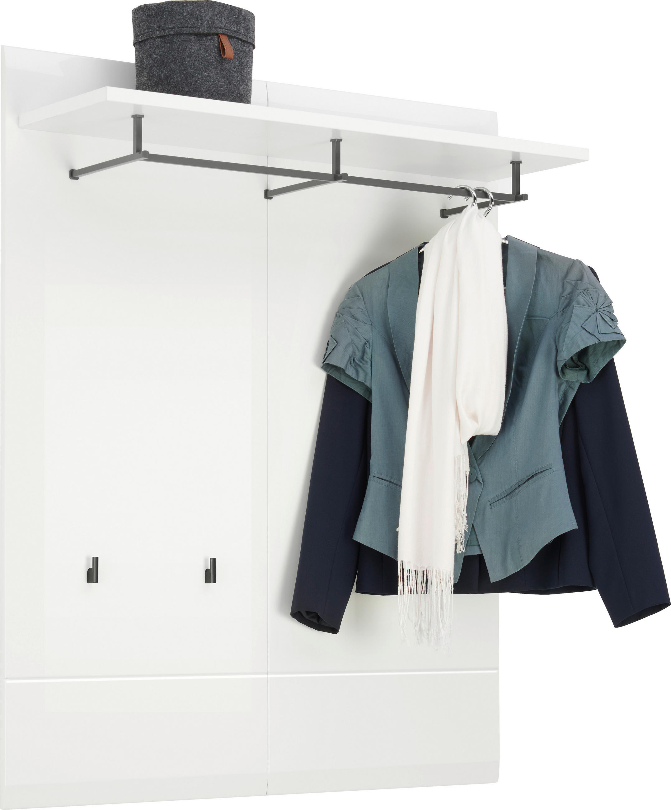 ŠATNÍ PANEL, bílá, vysoce lesklá bílá, 100/122/30 cm - bílá/vysoce lesklá bílá, Basics, kompozitní dřevo (100/122/30cm) - Hom`in