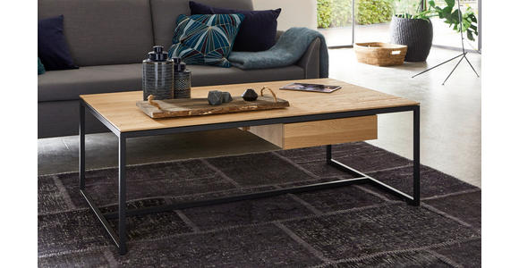 COUCHTISCH in Holz, Metall 125/75/43 cm  - Wildeiche/Schwarz, Design, Holz/Metall (125/75/43cm) - Dieter Knoll