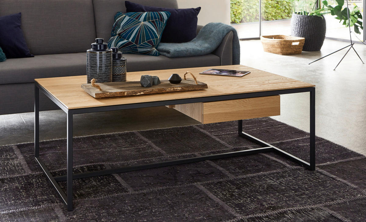 COUCHTISCH Holz, Metall 100/60/43 cm  - Wildeiche/Schwarz, Design, Holz/Metall (100/60/43cm) - Dieter Knoll