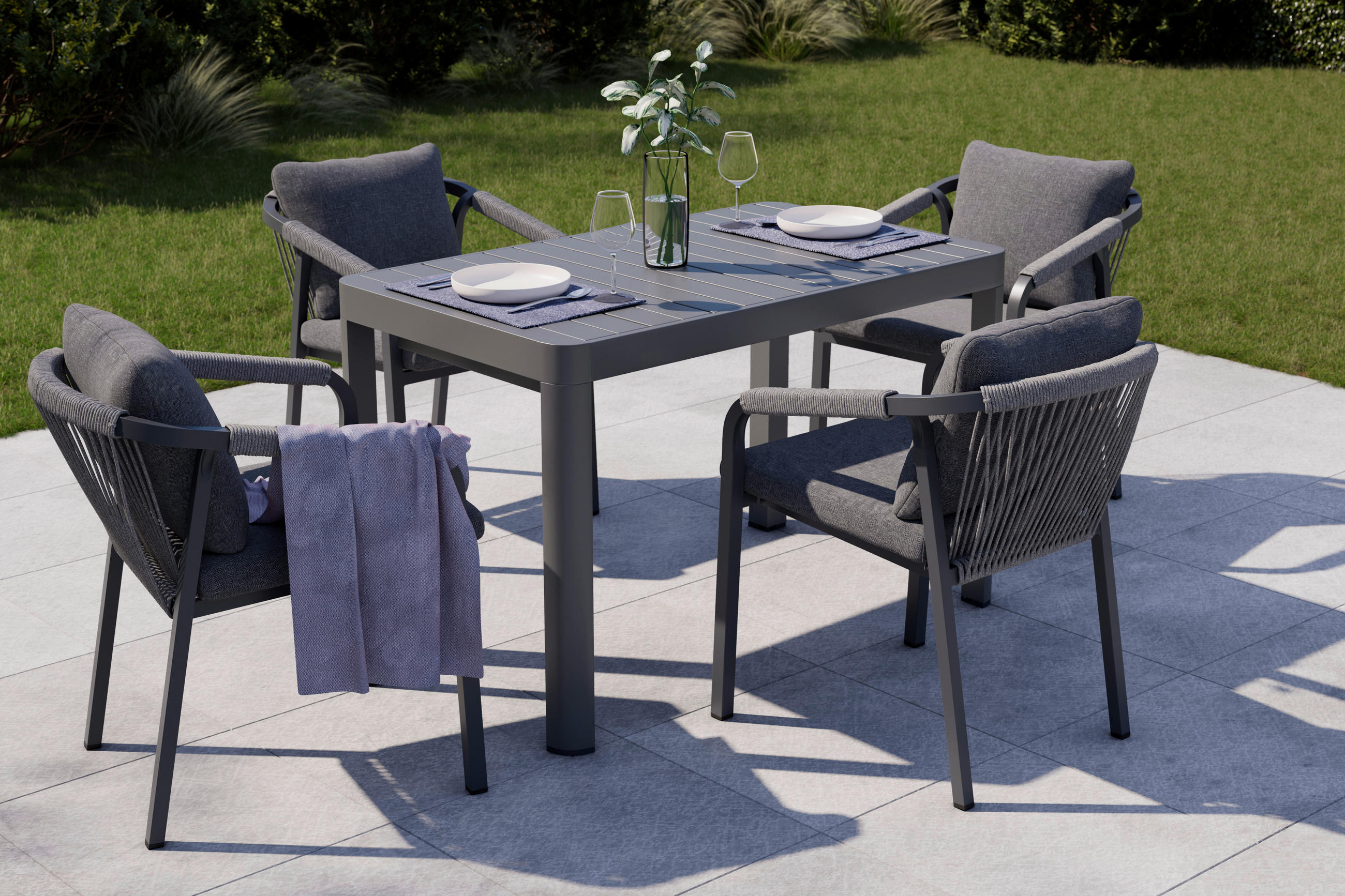 GARTENTISCH Metall rechteckig  - Anthrazit, MODERN, Metall (117/162/75,5/70cm) - Ambia Garden