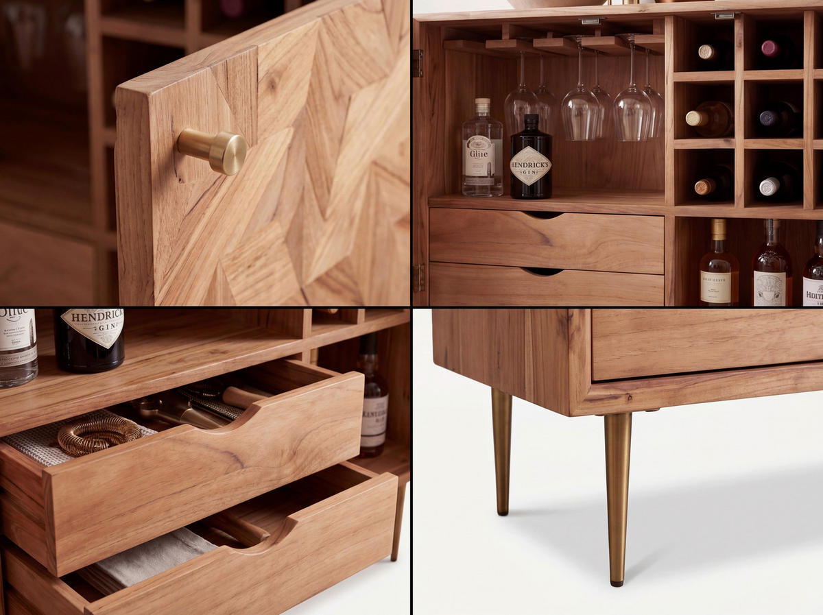 BAR Akaziefarben  - Goldfarben/Akaziefarben, Design, Holz/Metall (90/45/78cm) - Livetastic