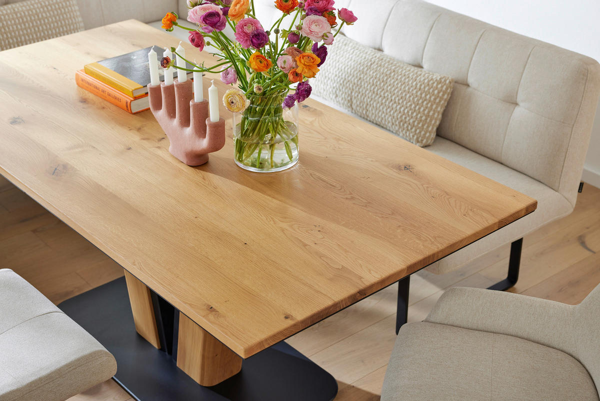 ESSTISCH 160/90/76 cm Echtholz  Holz, Metall in verschiedenen Größen erhältlich rechteckig Eichefarben  - Eichefarben/Schwarz, Design, Holz/Metall (160/90/76cm) - Musterring