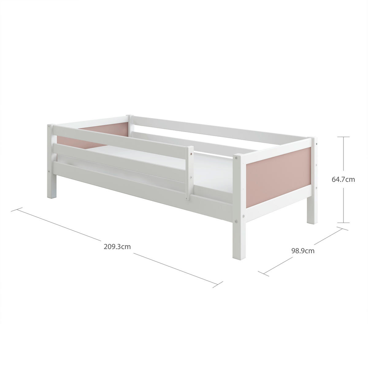 BETT 90/200 cm,  in Rosa, Weiß, Rollrost, Absturzsicherung  - Rosa/Weiß, MODERN, Holz (90/200cm) - Chameo