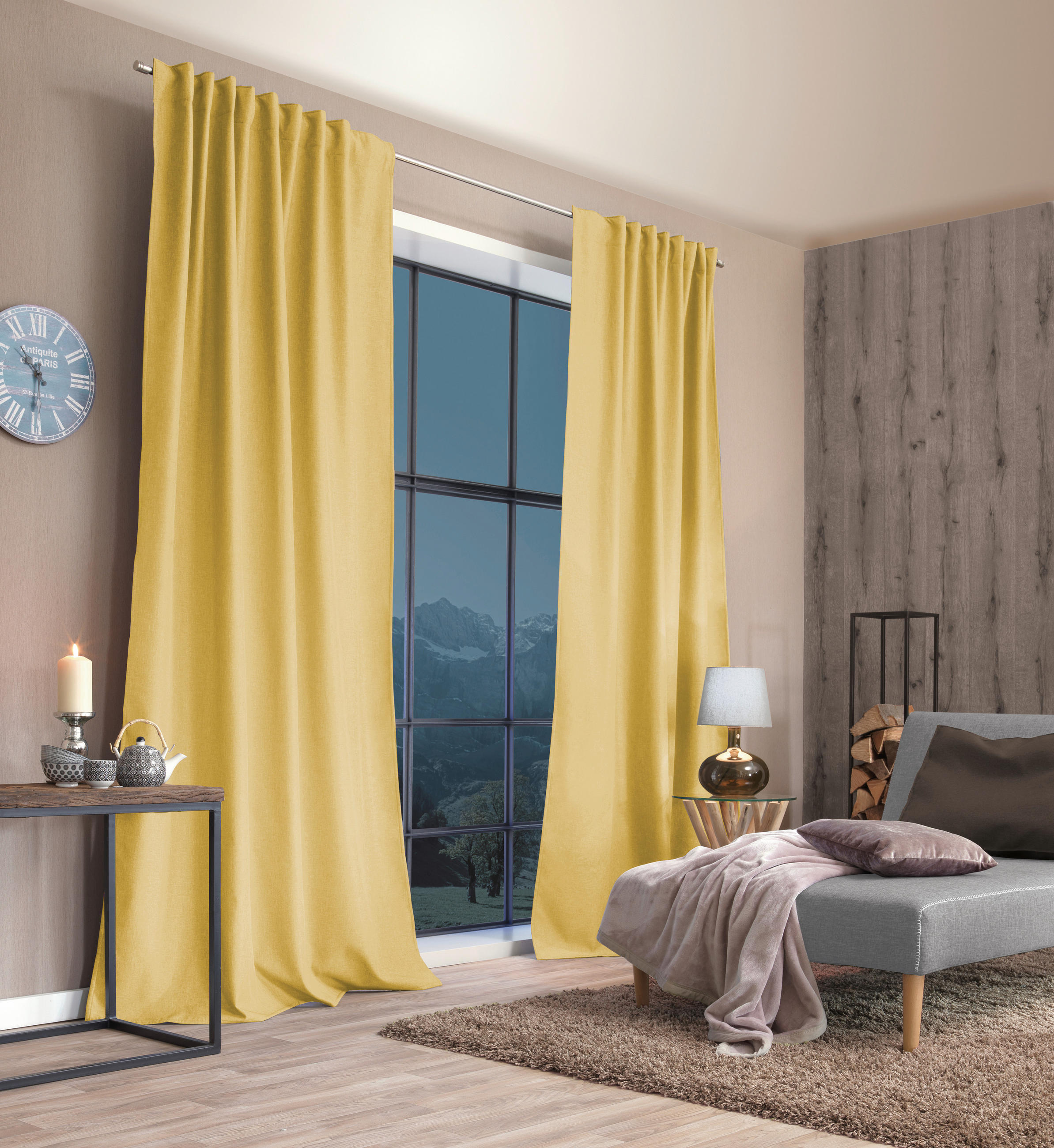 WÄRMESCHUTZVORHANG ESKIMO blickdicht 135/225 cm   - Gelb, Basics, Textil (135/225cm)