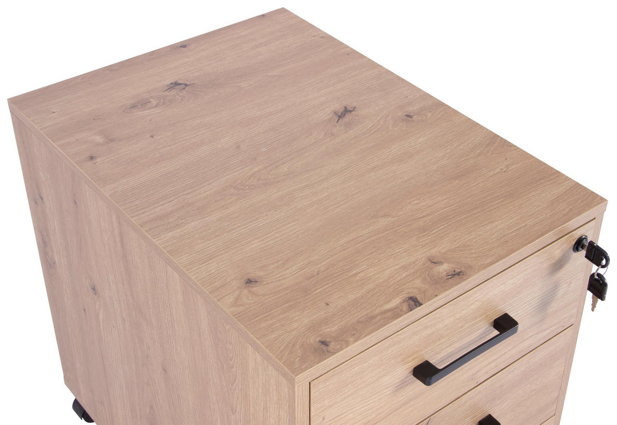 ROLLCONTAINER 43/56/60 cm  - Schwarz/Eiche Artisan, MODERN, Holzwerkstoff/Kunststoff (43/56/60cm) - Livetastic