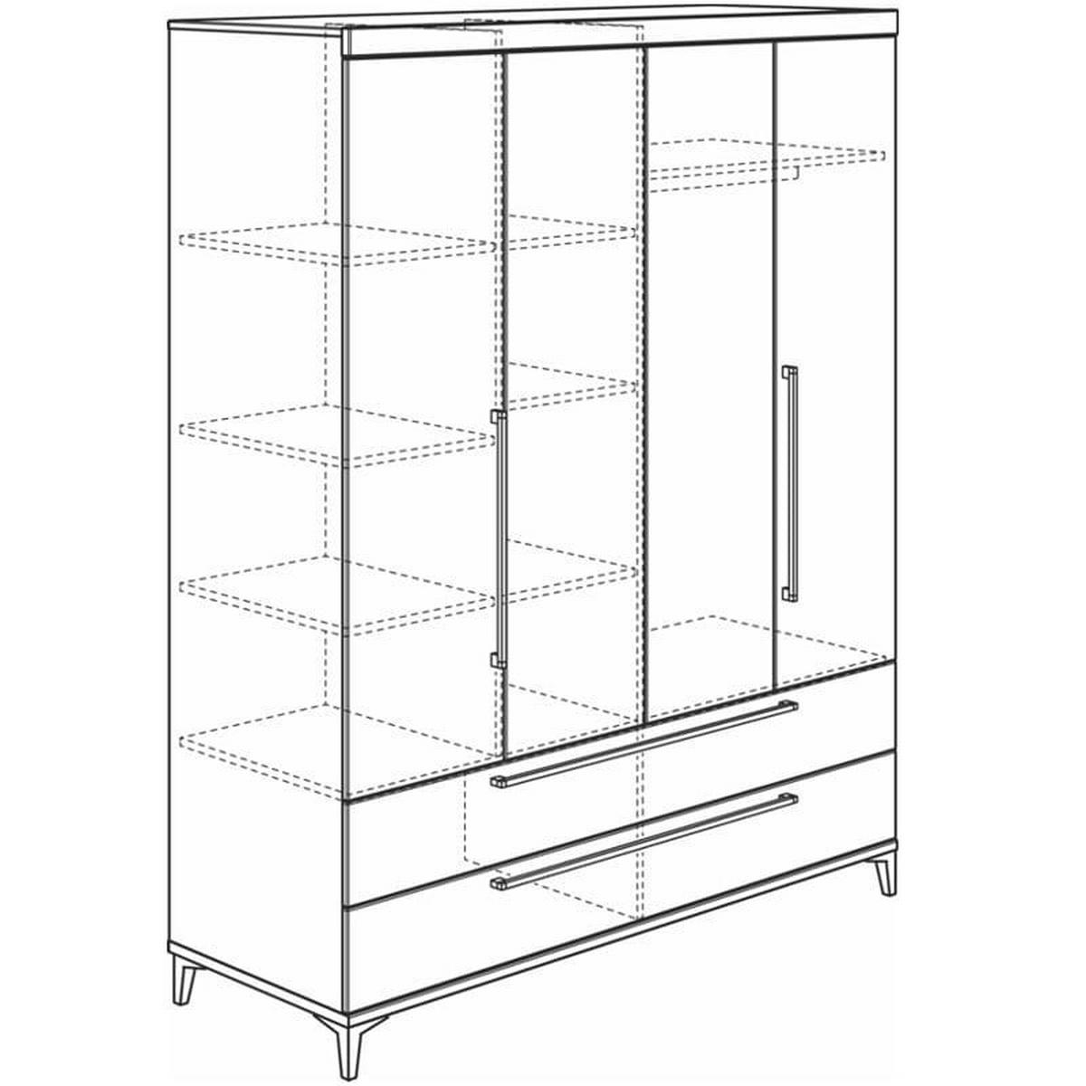 OMARA ZA OBLAČILA, bela, barve hrasta  - barve hrasta/bela, Basics, leseni material (164,0/199,0/55,9cm) - Paidi