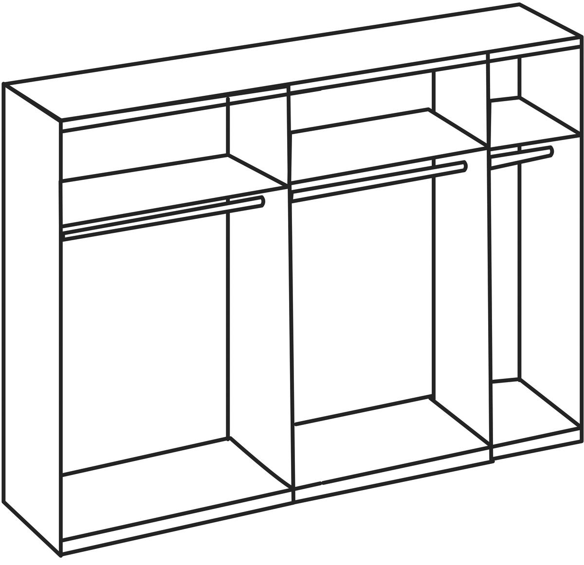 SCHWEBETÜRENSCHRANK in Graphitfarben, Eichefarben  - Eichefarben/Graphitfarben, Modern, Holzwerkstoff (250/216/65cm) - MID.YOU