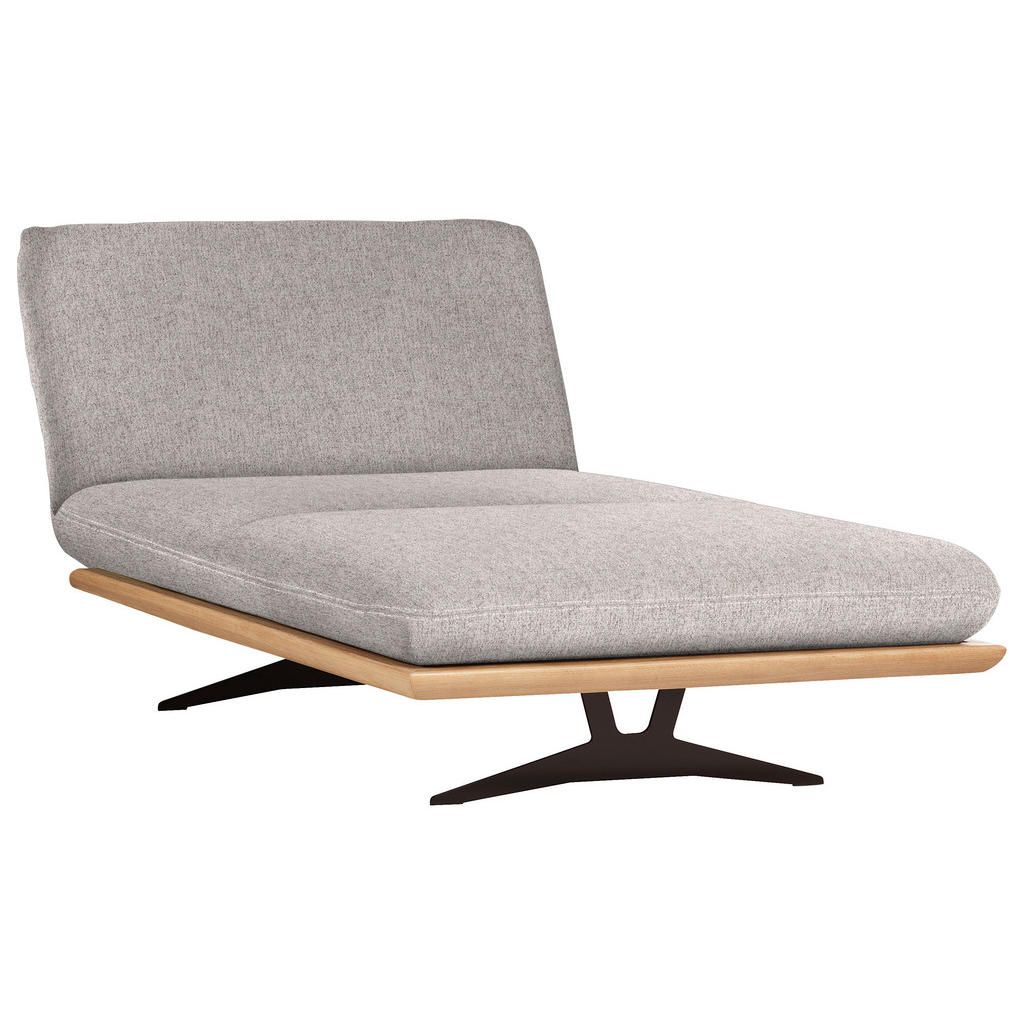 Thumbnail - Dieter Knoll Ottomane Palermo, Hellgrau, Beige, Holz, Textil, Eiche, massiv, Uni, 114x92x165-218 cm, Stoffauswahl, Schla...