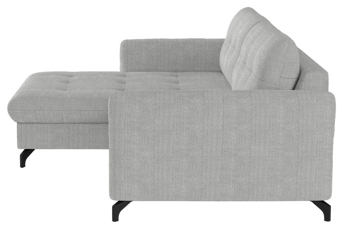 ECKSOFA in Flachgewebe, Leinenoptik Silberfarben  - Silberfarben/Schwarz, Design, Textil/Metall (170/242cm) - Xora