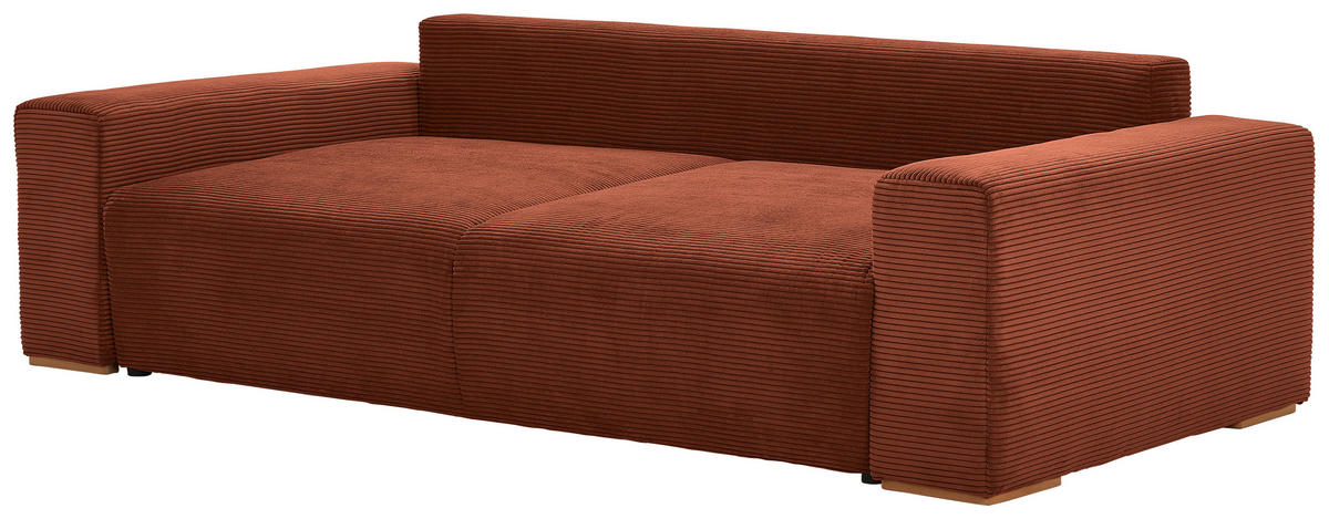 SCHLAFSOFA in Cord Kupferfarben  - Buchefarben/Schwarz, Konventionell, Holz/Kunststoff (255/86/123cm) - Livetastic