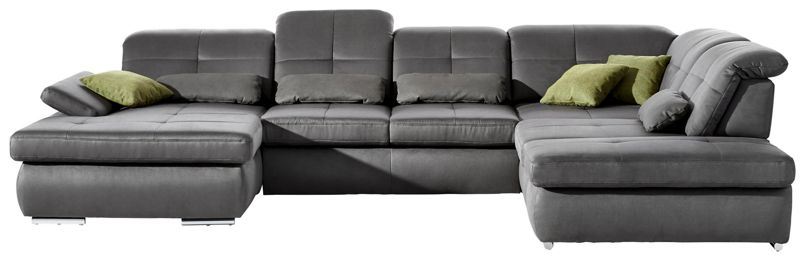 WOHNLANDSCHAFT Grau Mikrofaser - Chromfarben/Grau, Design, Textil (195/371/260cm) - Beldomo Style