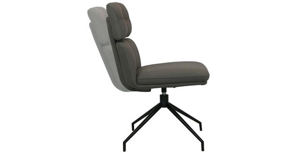 STUHL Echtleder Schwarz, Dunkelgrau  - Dunkelgrau/Schwarz, Design, Leder/Metall (50/92/64,5cm) - Dieter Knoll