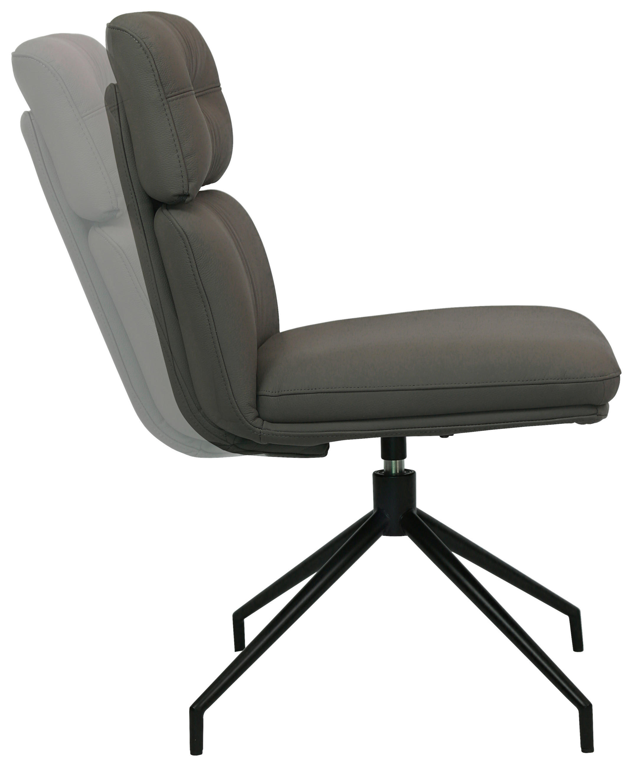 STUHL Echtleder Schwarz, Dunkelgrau  - Dunkelgrau/Schwarz, Design, Leder/Metall (50/92/64,5cm) - Dieter Knoll