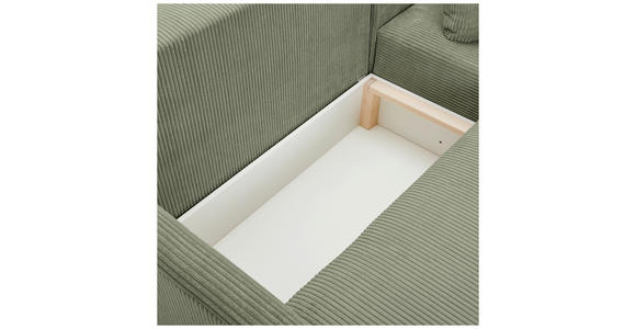 ECKSOFA Olivgrün Cord - Schwarz/Olivgrün, KONVENTIONELL, Kunststoff/Textil (217/146cm) - Carryhome