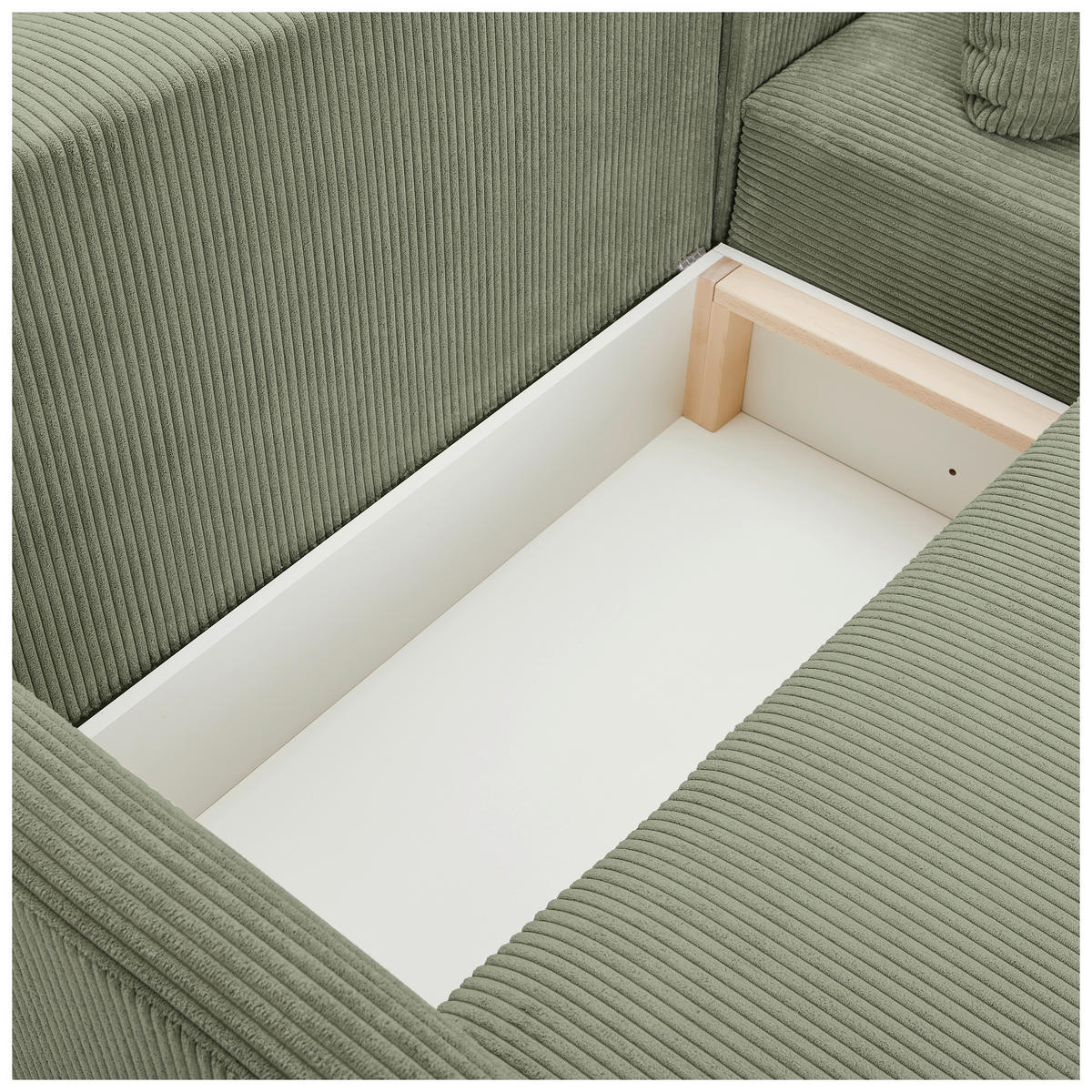 ECKSOFA Salbeigrün Cord  - Salbeigrün/Schwarz, KONVENTIONELL, Kunststoff/Textil (217/146cm) - Carryhome