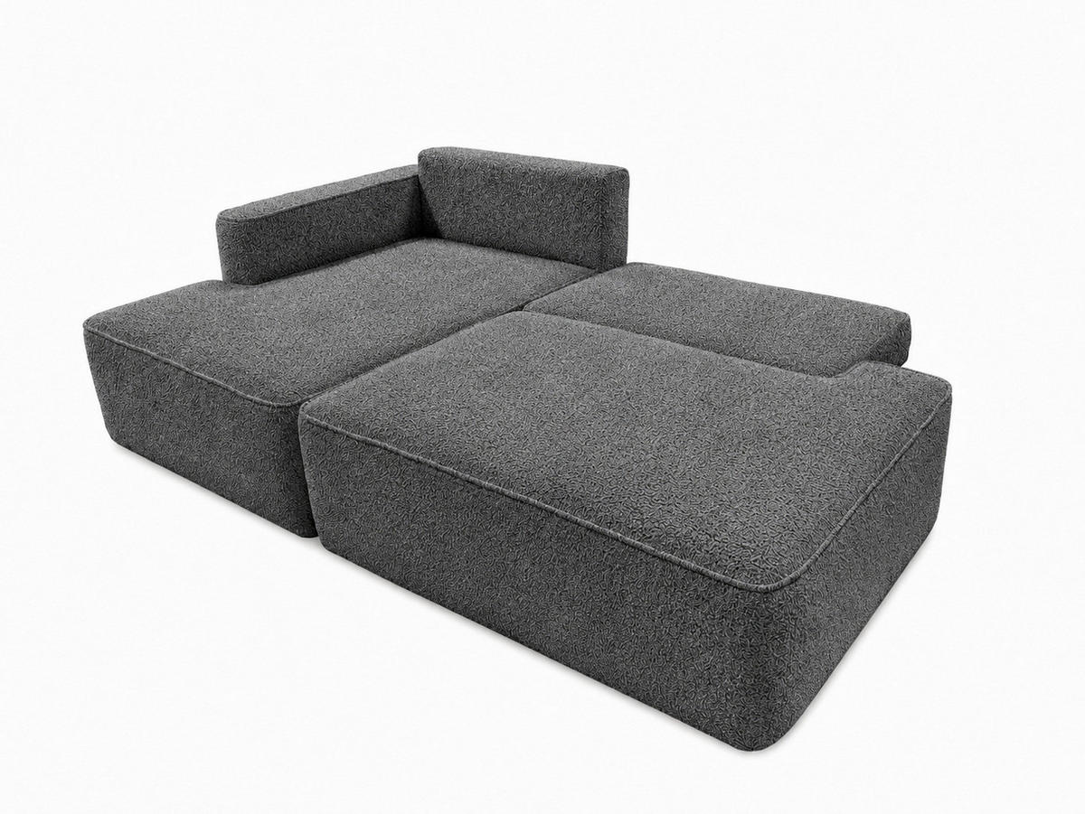ECKSOFA FREDO Dunkelgrau Bouclé  - Dunkelgrau/Schwarz, Design, Kunststoff/Textil (150/233cm) - MID.YOU