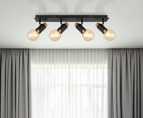 SPOTLIGHT Matti 65,5/8/14,5 cm   - svart/mörkbrun, Design, metall/trä (65,5/8/14,5cm) - Globo