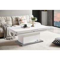 COUCHTISCH Sicherheitsglas 125-150/70/50-78 cm rechteckig Weiß  - Weiß, LIFESTYLE, Glas/Holzwerkstoff (125-150/70/50-78cm) - Carryhome