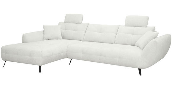 ECKSOFA Elfenbein Chenille Armlehnenkissen, Rücken echt, Sitztiefenverstellung  - Elfenbein/Schwarz, KONVENTIONELL, Textil/Metall (215/313cm) - Hom`in