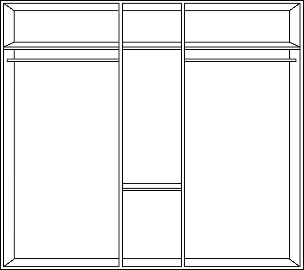 KLEIDERSCHRANK 225/210/58 cm 5-türig Graphitfarben, Eichefarben  - Eichefarben/Schwarz, Design, Glas/Holzwerkstoff (225/210/58cm) - MID.YOU