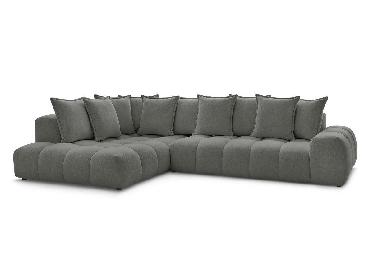 ECKSOFA Ottomane links  EVEREST Dunkelgrau Flachgewebe  - Dunkelgrau/Schwarz, MODERN, Kunststoff/Textil (210/352cm) - Livetastic